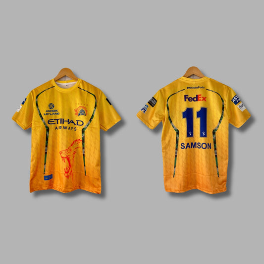 Chennai Super Kings Sanju Samson 2026 IPL  Half Sleeve Sublimation | Jersey Kada