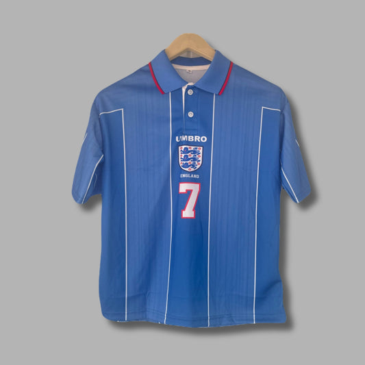 England 1996/97 Away Beckham Five Sleeve Collar Sublimation P1717 | Jersey Kada