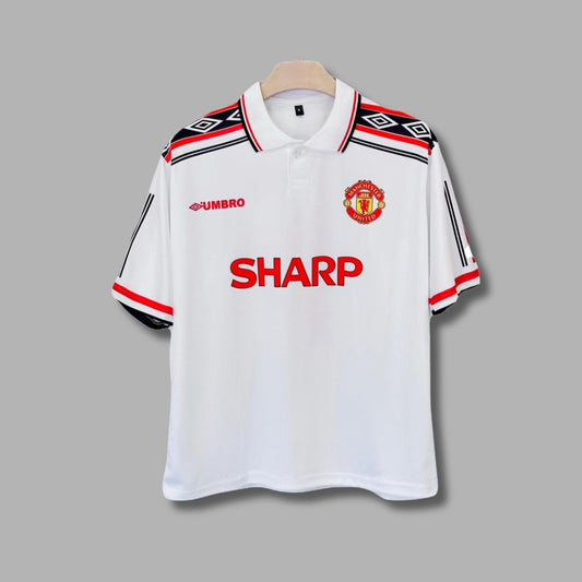 Man United 1998/99 Beckham Away Five Sleeve Collar Button Sublimation P1577| Jersey Kada