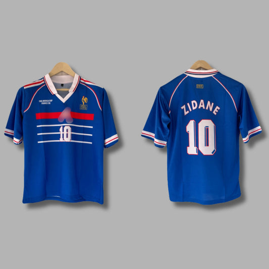 France 1998 Worldcup home jersey Zidane Five Sleeve Collar Sublimation | Jersey Kada