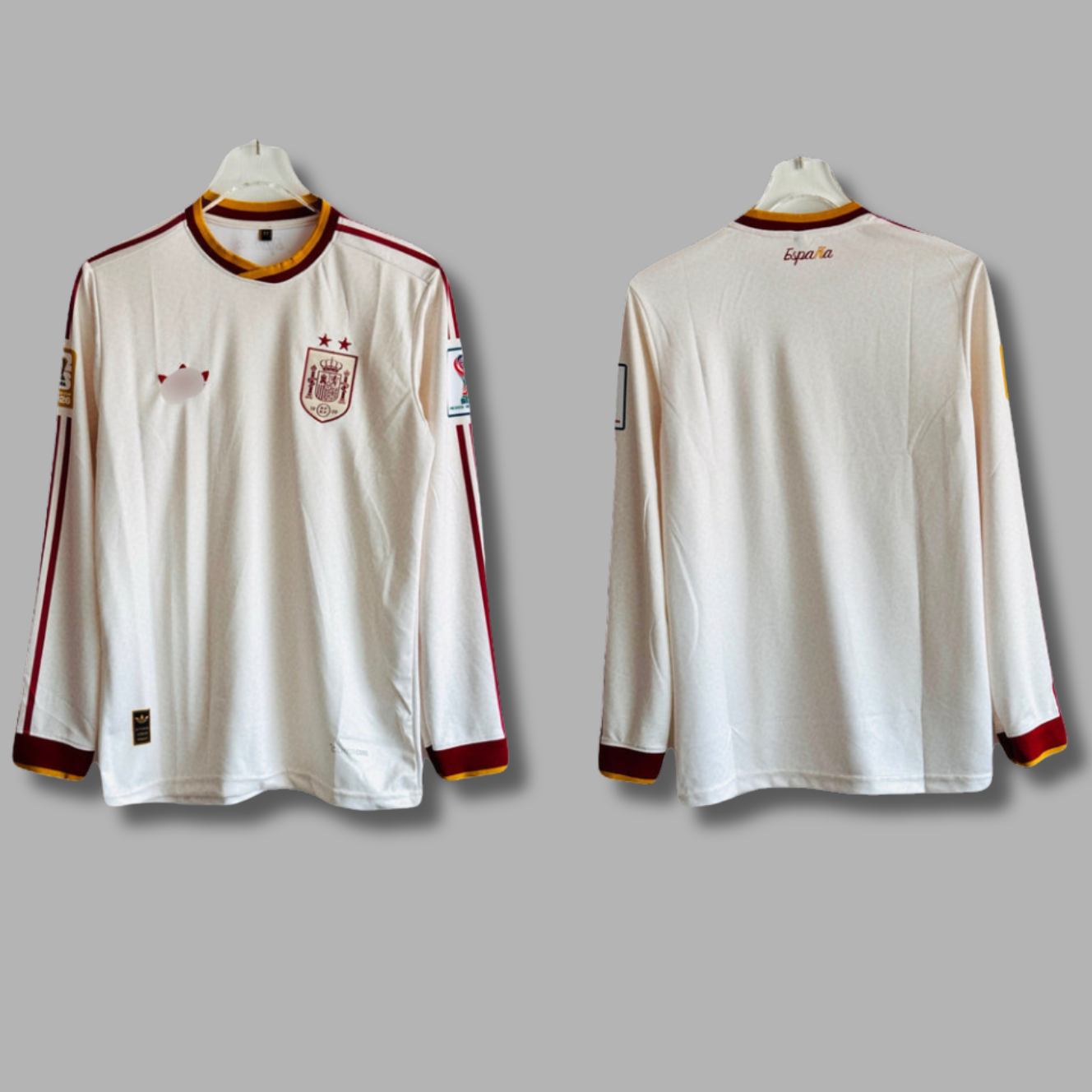 Spain 2 Star Away Plain Back Full Sleeve Embroidery -P2329 | Jersey Kada