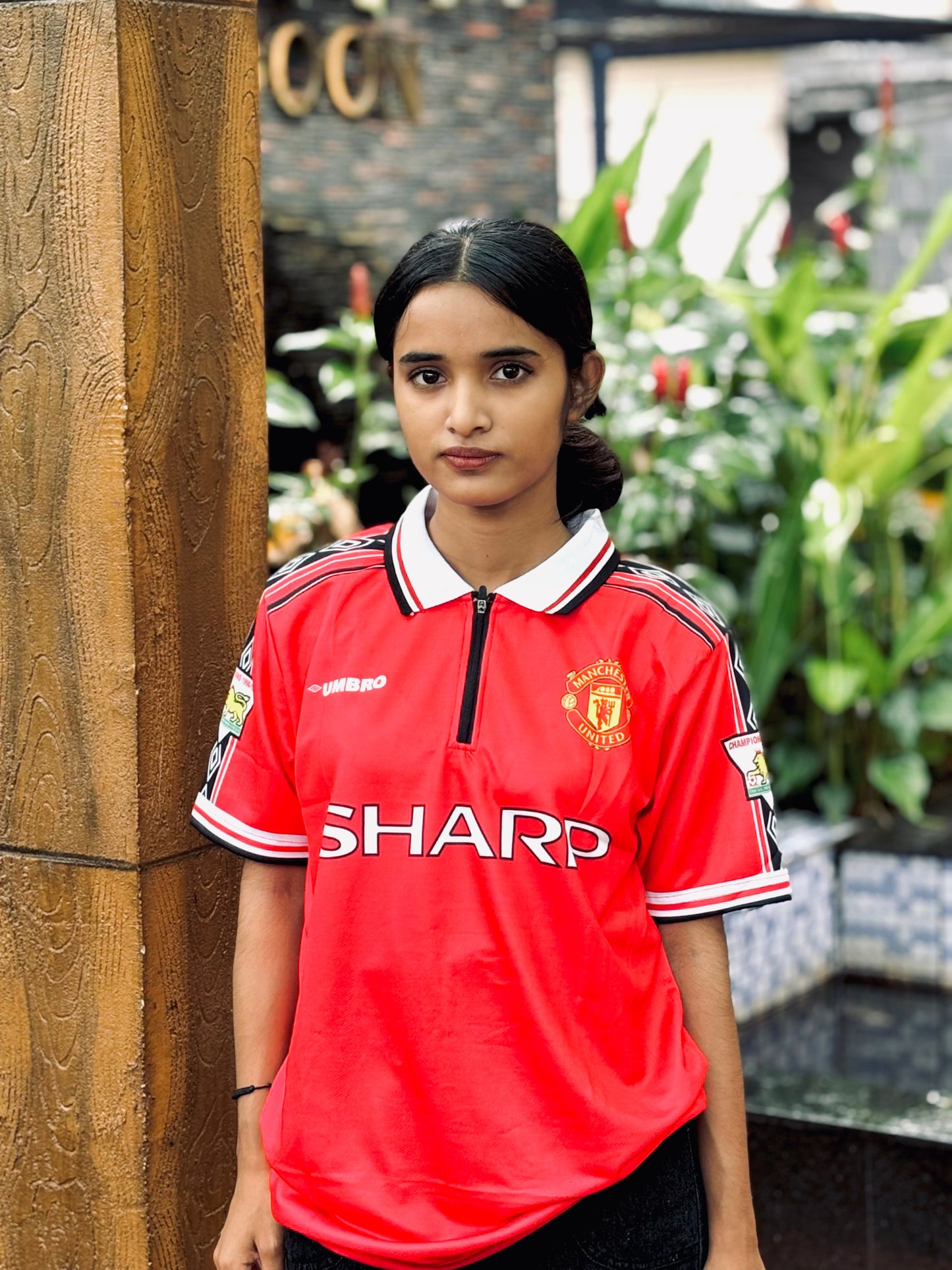 Manchester united 1998/99 Home jersey Beckham collar zip sublimation - P90 -Jersey Kada