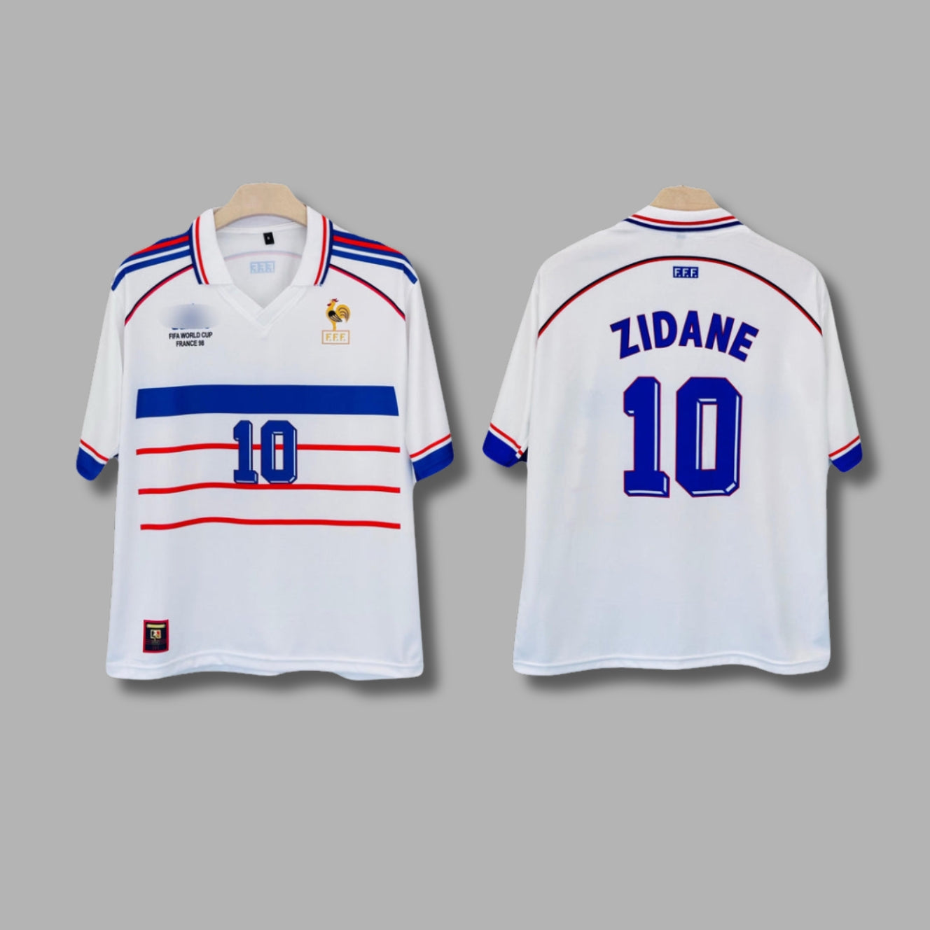 France 1998 World Cup Away Jersey Zidane Five sleeve collar sublimation | P1360 Jersey Kada