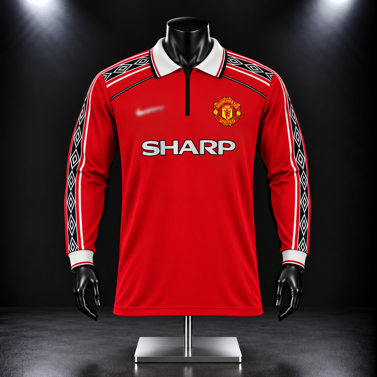 Man united 1998/99 Home jersey zip type full sleeve embroidery beckham-P130 | Jersey Kada