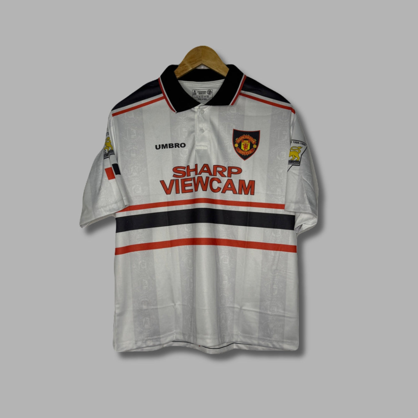 Man United 1997-98 Away Beckham Five Sleeve Collar - P336 | Jersey Kada