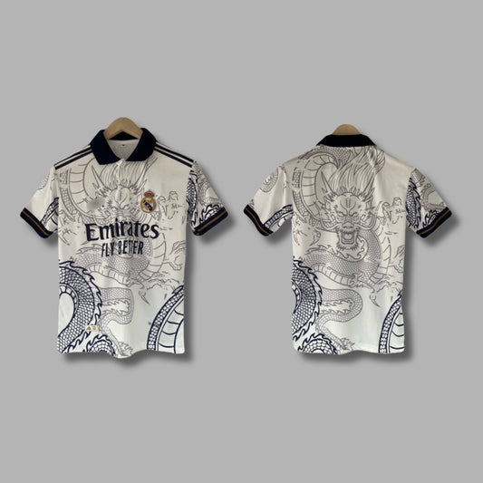 Real Madrid Dragon Edition Plane Back Half Sleeve Collar Embroidery P1848 | Jersey Kada