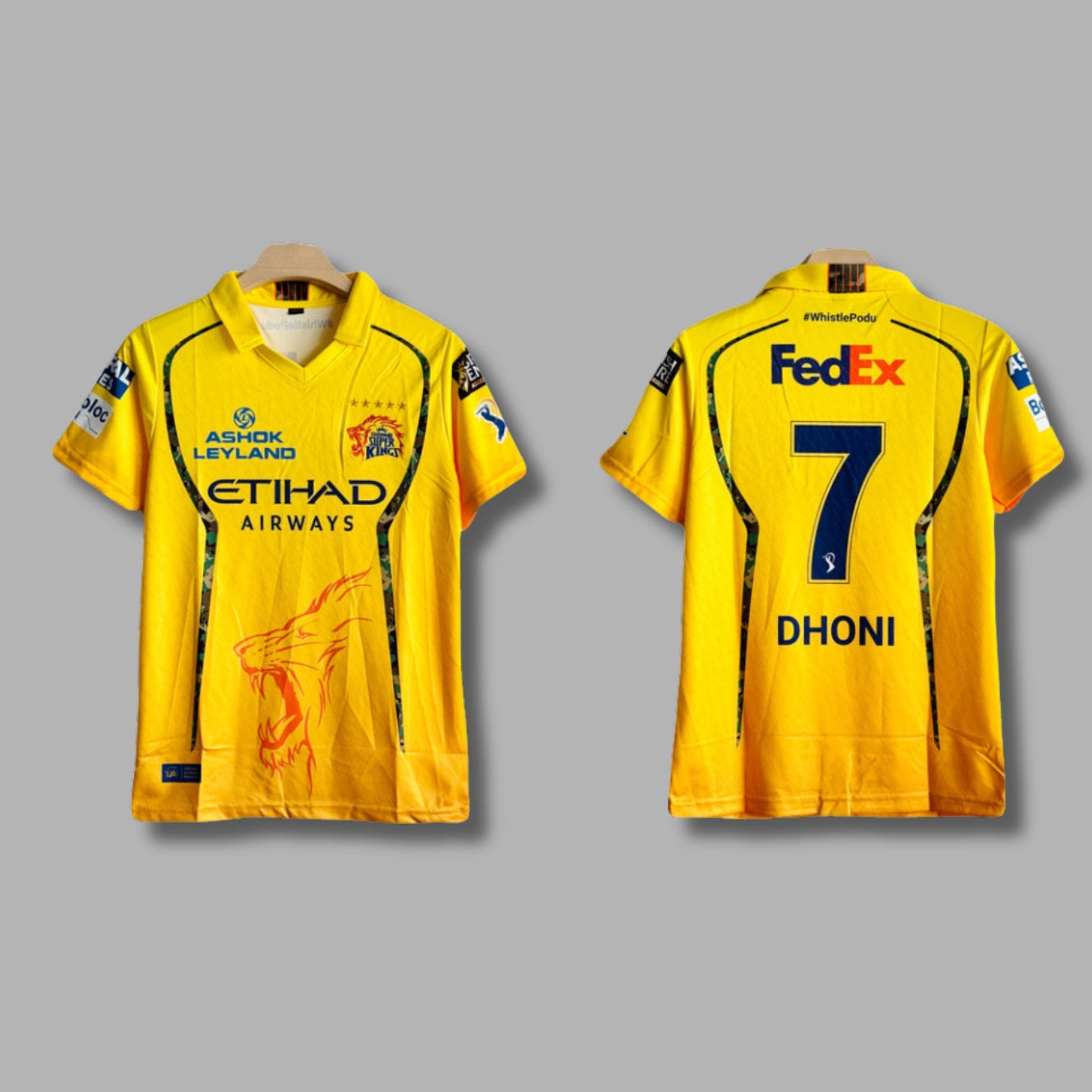 Chennai super kings 2026 IPL Dhoni Half Sleeve Collar Premium Embroidery | Jersey Kada