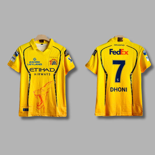 Chennai super kings 2026 IPL Dhoni Half Sleeve Collar Premium Embroidery | Jersey Kada