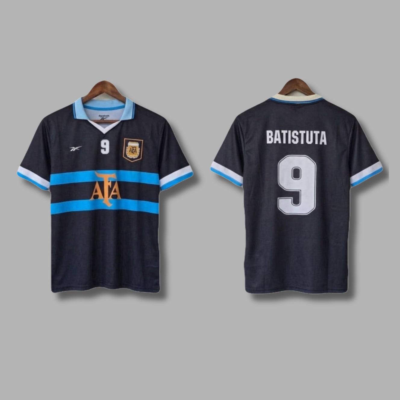 Argentina 1999 Away Batistuta Half Sleeve Collar Embroidery p1513| Jersey Kada