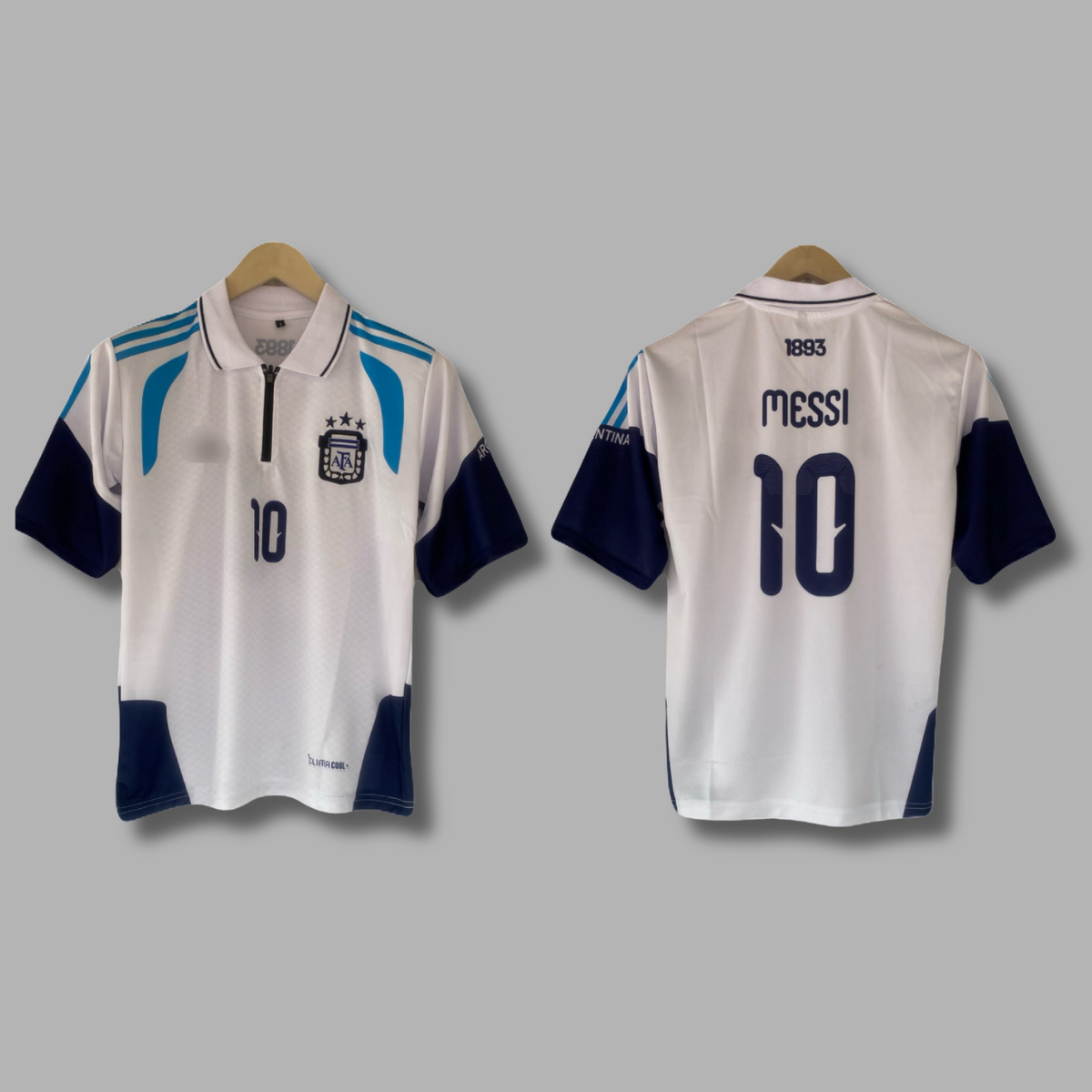 Messi Argentina zip type Five Sleeve collar  embroidery jersey - P2555 | Jersey Kada