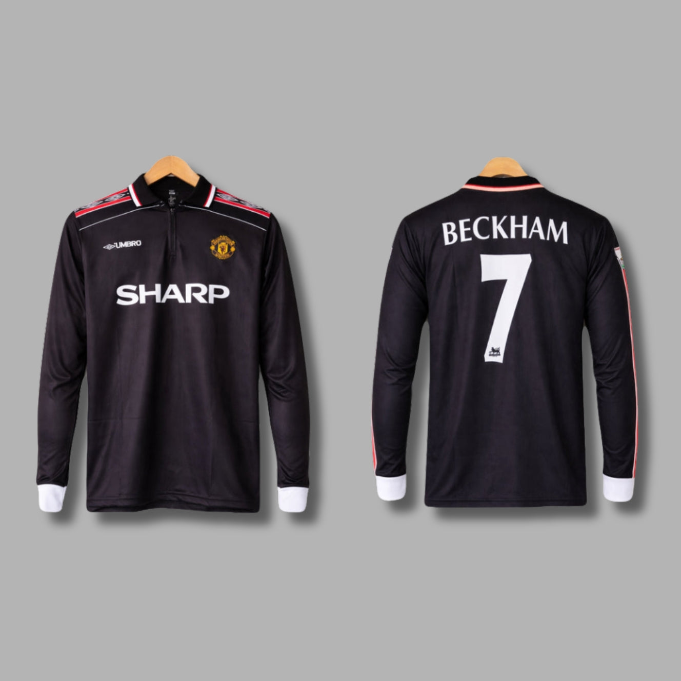 Man United 1998 Beckham Away  zip type Full Sleeve Collar Embroidery P1473 | Jersey Kada