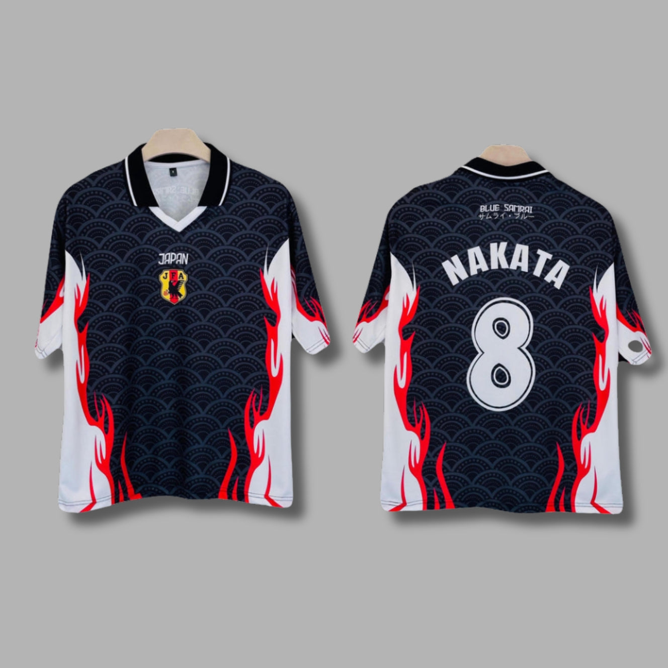 Japan Black Samurai  Nakata  Five Sleeve Collar Sublimation - P1322 | Jersey Kada