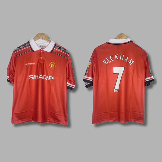 Man United  1998-99 Home  Beckham Five Sleeve Collar - P436 | Jersey Kada