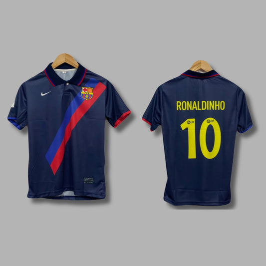 Fc Barcelona 2002-03 Away kit Ronaldinho Half Sleeve Collar Sublimation P518 | Jersey Kada