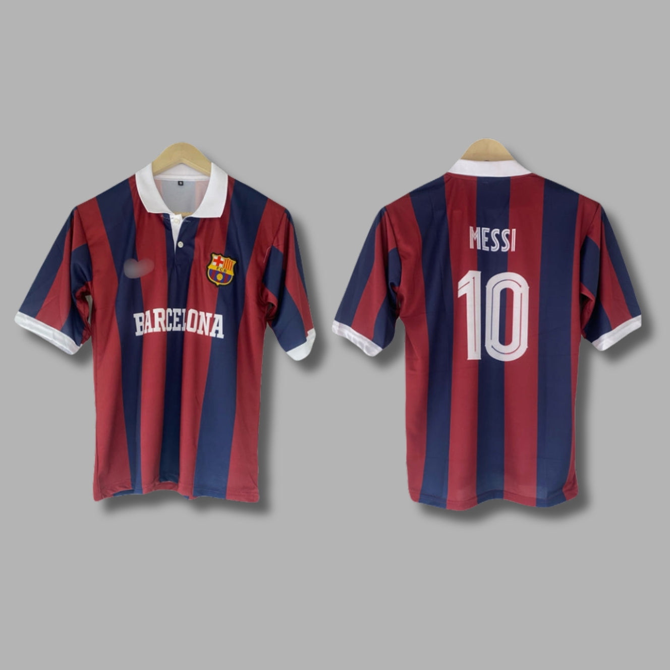 Barcelona Messi Five Sleeve Collar Embroidery | Jersey Kada