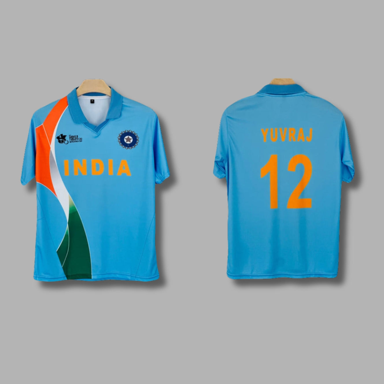 Indian Cricket 2007 Yuvraj Home jersey Half Sleeve Collar Sublimation | Jersey Kada