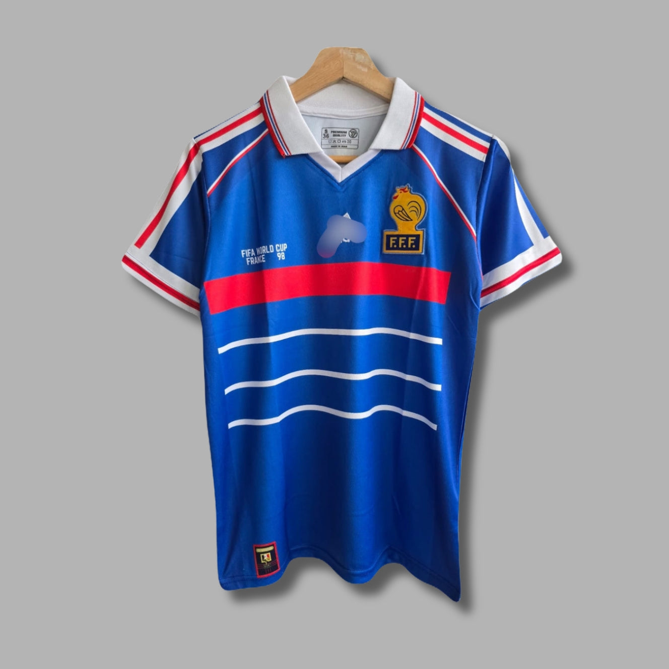 France 1998 WorldCup Zidane  Half Sleeve Collar Embroidery P1196  | Jersey Kada