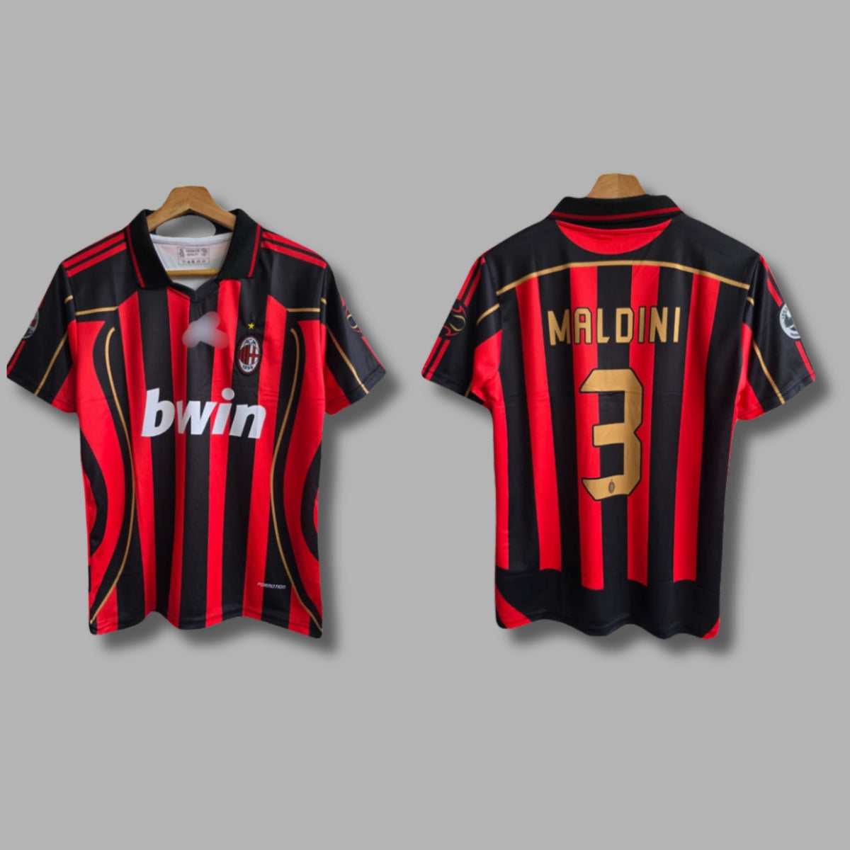 Ac Milan Maldini 2006-2007 Home kit Half Sleeve Collar Embroidery P1175| Jersey Kada